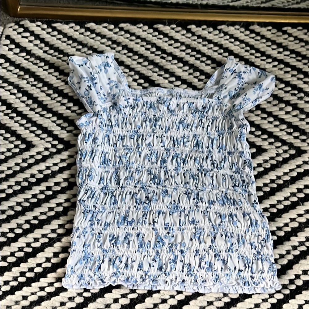 Abercrombie & Fitch Blue Smocked Blouse